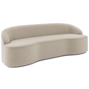 Sofá 4 Lugares Curvo Sala De Estar Living Lótus D02 Veludo Bege 260 Cm C-309