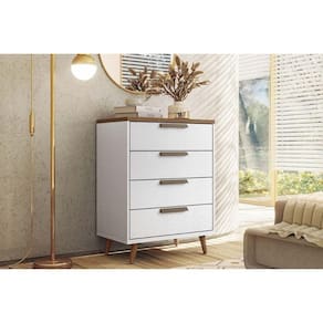 Cômoda Solteiro New Conect C/ 4 Gavetas Branco/jatoba - Santos Andirá