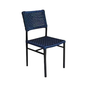 Cadeira França Corda Náutica Base Em Alumínio Preto-azul Marinho - Cor: Azul
