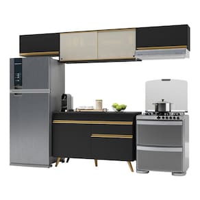 Cozinha Compacta Multimóveis Veneza Gb Fg3698 Com Armário E Balcão Preta