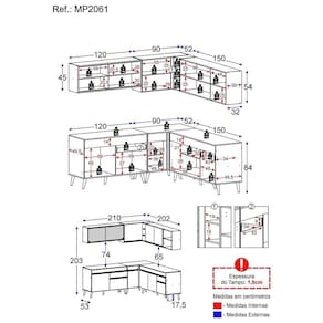 Cozinha Completa De Canto Veneza Gw Mp2061 Com Armário E Balcão Branca