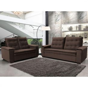 Conjunto De Estofado Porto 3 2 Lugares Hellen Marrom/Café