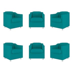 Kit 6 Cadeiras Poltronas Decorativas Espera Clinica Dentista Cor:azul Turquesa