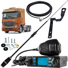Rádio Px 80 Canais Antena Argentina Black Cabo 5,5m Parafusos Lado Motorista Mercedes Benz Actros