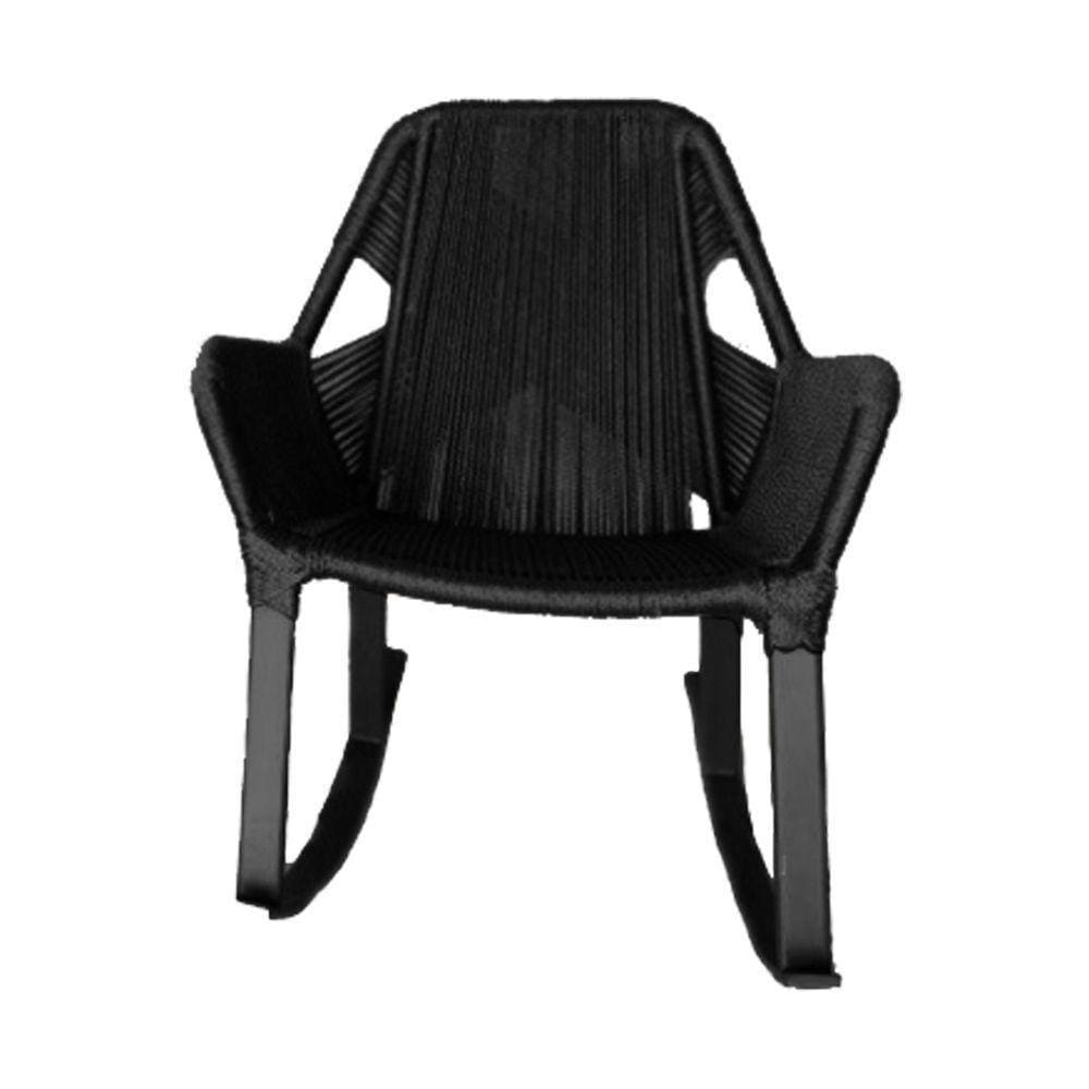 Cadeira De Balanço Athenas Corda Náutica Base Em Alumínio Preto-preto - Cor: Preto