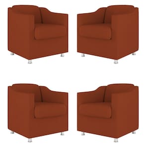 Kit 04 Poltronas Tilla Consultório Recepção Sala Suede Cor:terracota