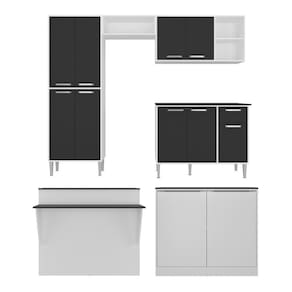 Cozinha Completa C/ Bancada Siena Multimóveis Branca/preta