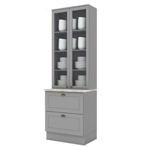Cristaleira Henn Americana 2 Portas 2 Gavetas Sd C357-05 Cinza