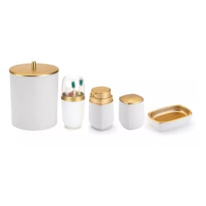 Kit Para Banheiro Lavabo 5 Peças Preto E Prata - Arthi