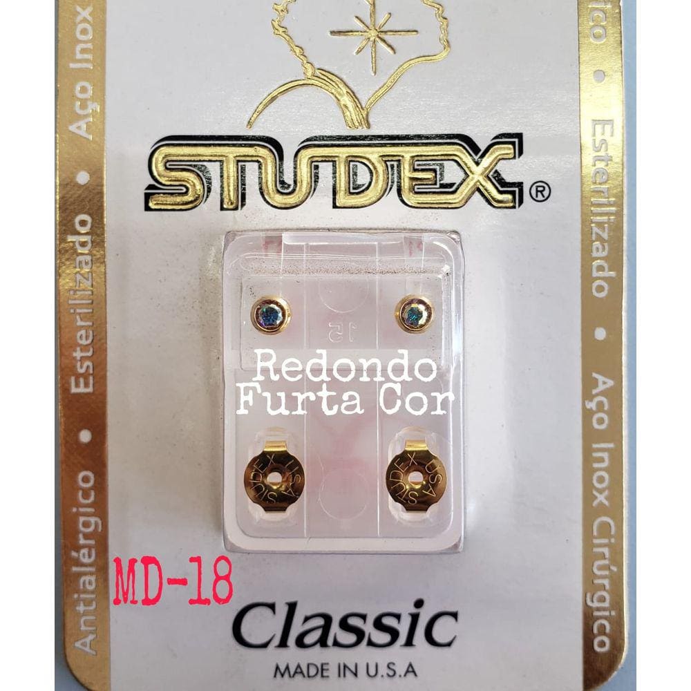 Brinco Studex Classic 4Mm Bezel Furtacor Medio Dourado