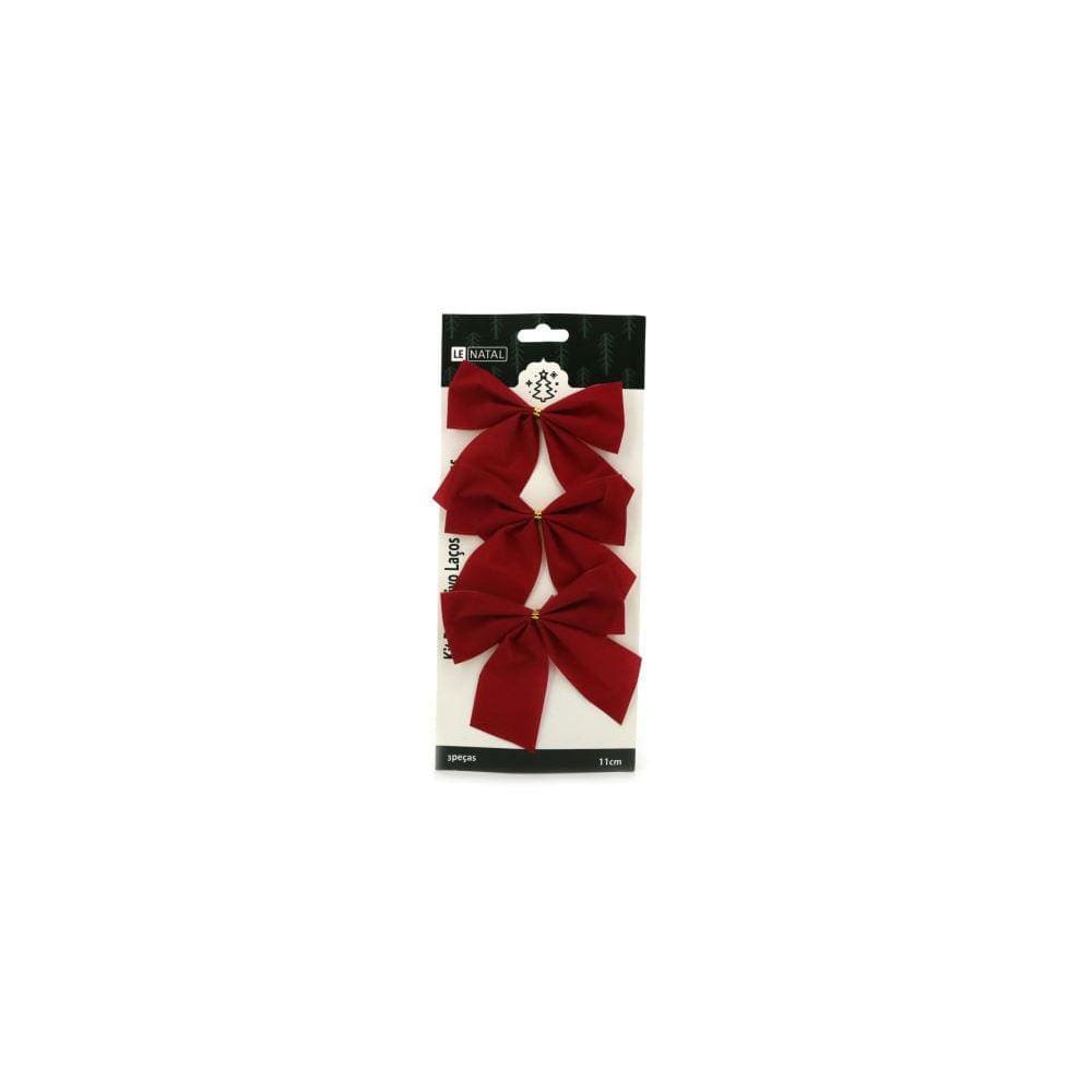 Kit Laço de Natal Le Vermelho Liso 3 Unidades 11cm