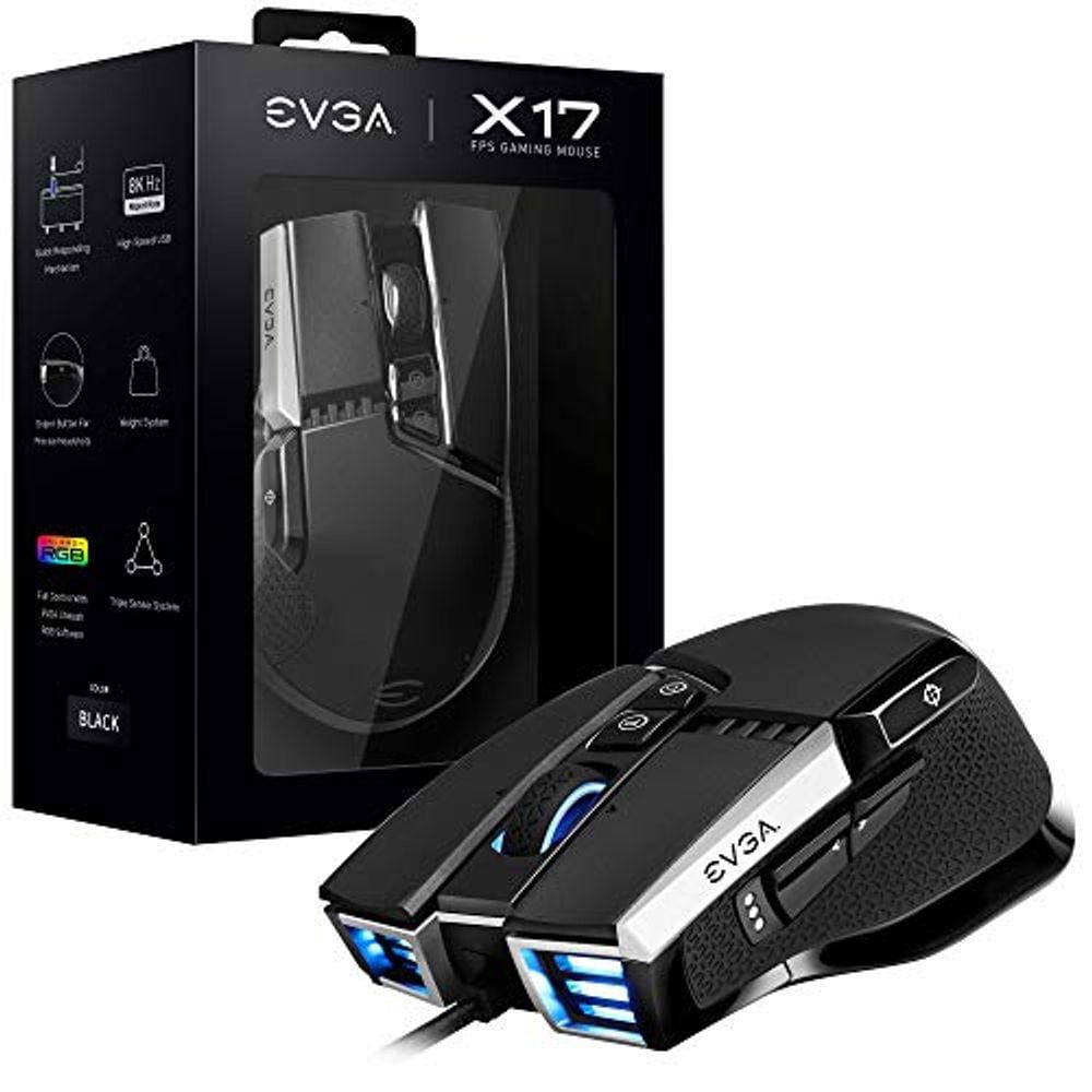 Mouse para jogos X17, preto, personalizável, 16.000 DPI, 5 perfis, 10 botões