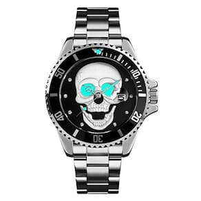 Relógio de pulso de quartzo impermeável Luminous 3D Skeleton GMT 30M masculino