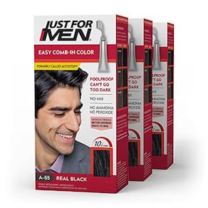 Easy Comb-In Color, tintura de cabelo, preta, pacote com 3
