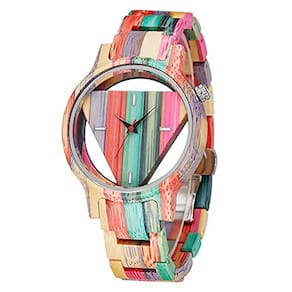 Relógio triangular exclusivo de bambu — Masculino/feminino — Creative Hollow Dial