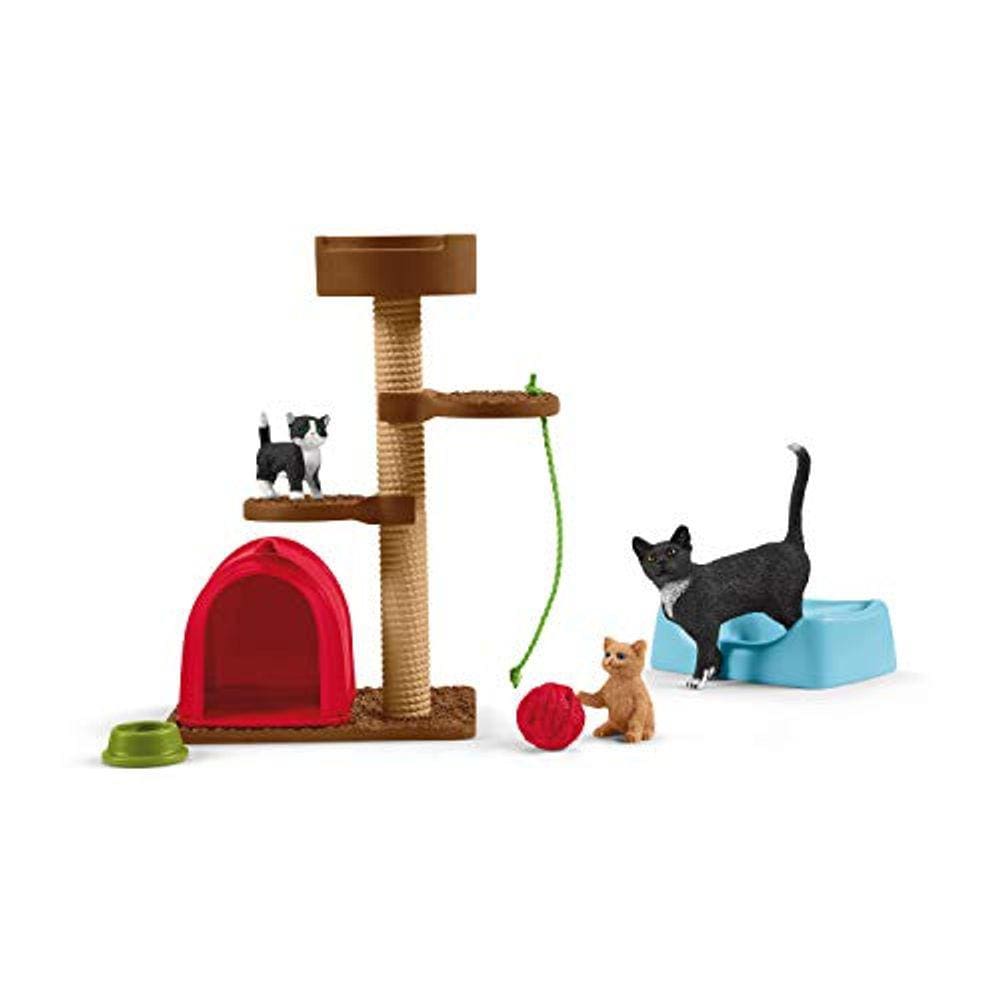 Conjunto de brinquedos para animais de fazenda, gatos e gatinhos, 9 peças, para maiores de 3 anos