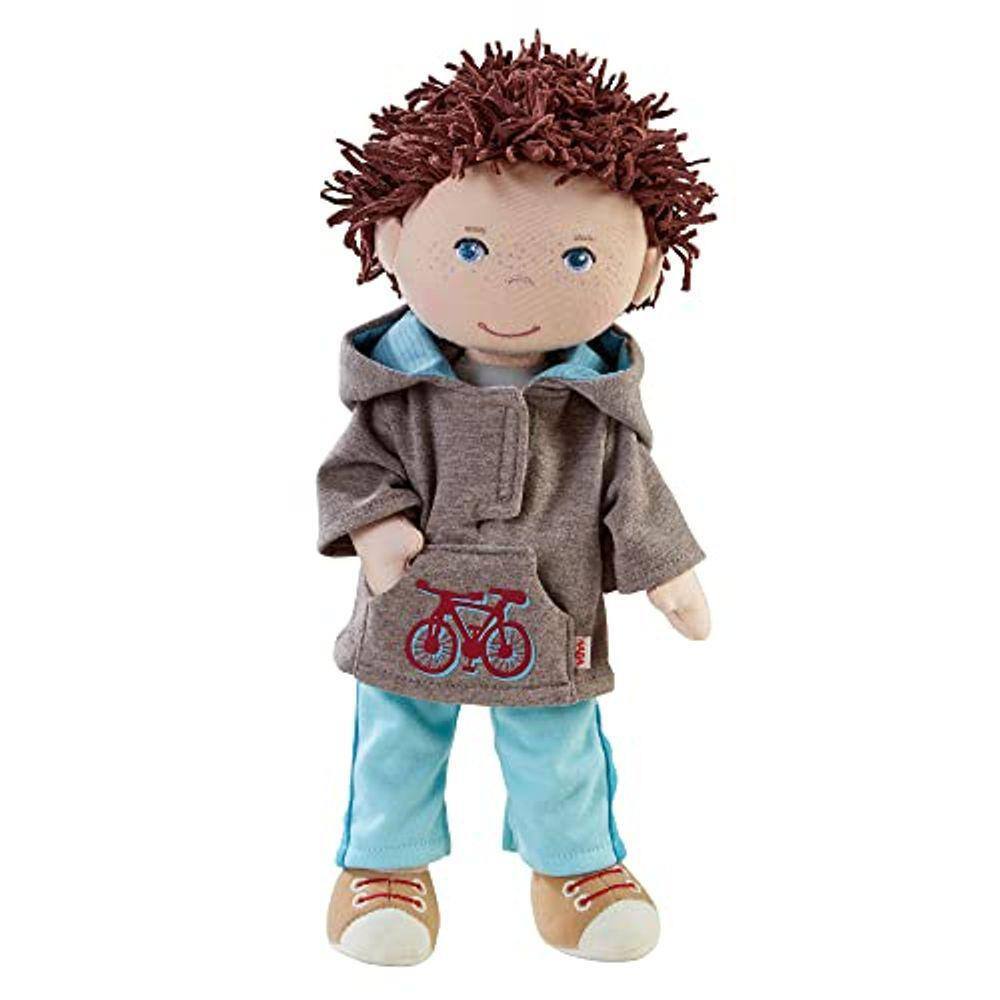 Lian Soft Boy Doll, olhos azuis, cabelo castanho, lavável (30 cm)