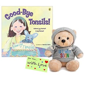 Teddy Bear Get Well Set com o livro Good-Bye Tonsils