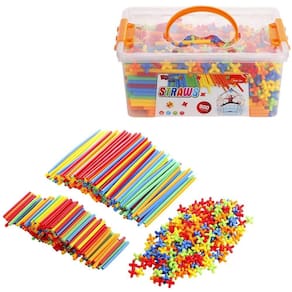 Conjunto Straw Constructor - Brinquedo de construção STEM - 800 peças - Brinquedo educativo - Menino e menina