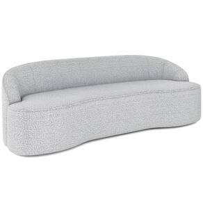 Sofá 3 Lugares Curvo Sala De Estar Living Lótus D02 Bouclê Cinza 210 Cm B-56