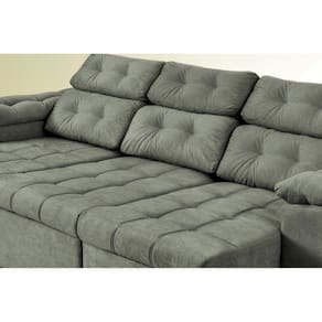 Sofá Italia 210cm Retrátil Reclinável Suede Cinza – Ws