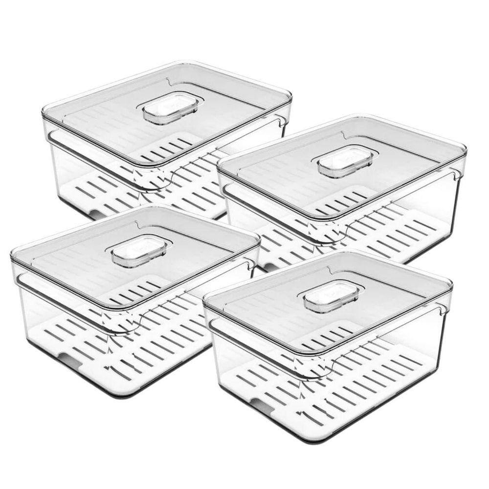 Organizador De Geladeira 2,2 Litros Com Tampa Clear Fresh