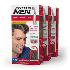 Tintura de cabelo Easy Comb-In Color, marrom claro a médio, A-30, pacote com 3