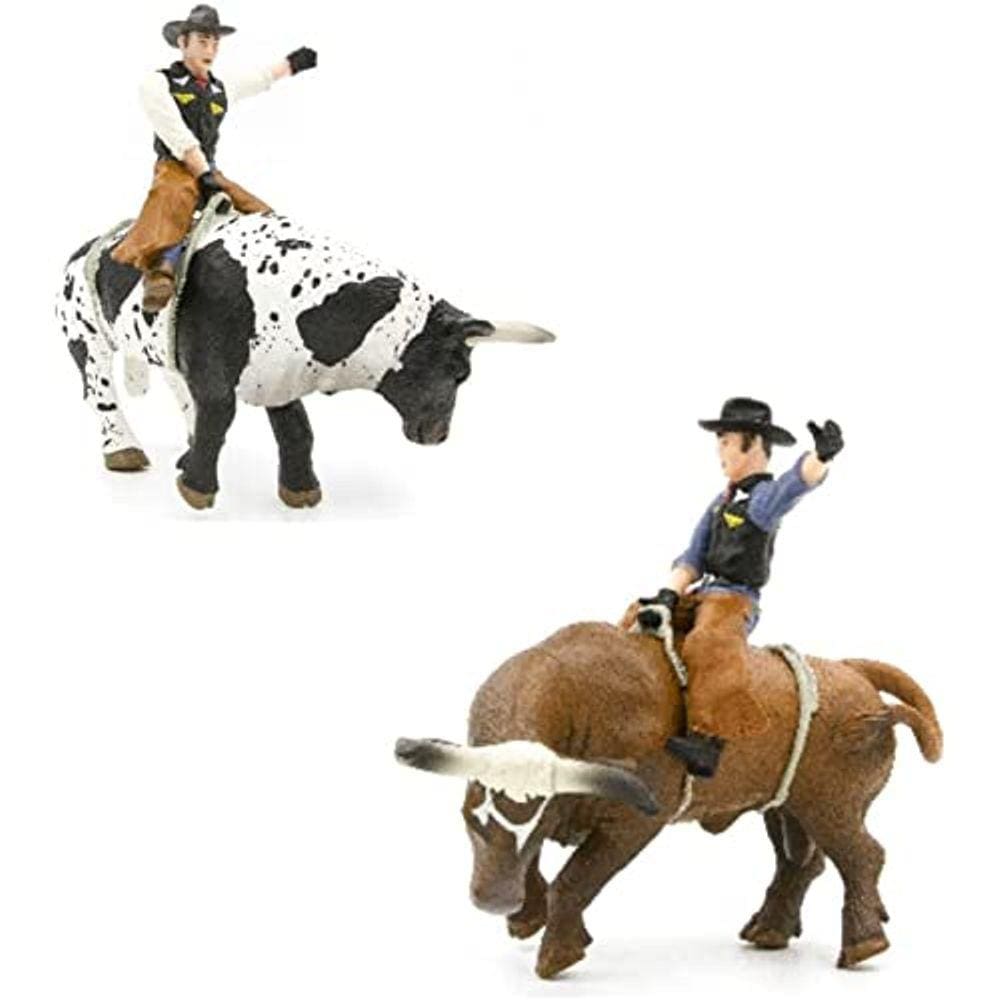 Pacote de 2 Bucking Bull and Rider - marrom e preto/branco