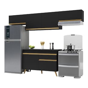 Cozinha Compacta Multimóveis Veneza Gb Fg3697 Com Armário E Balcão Preta