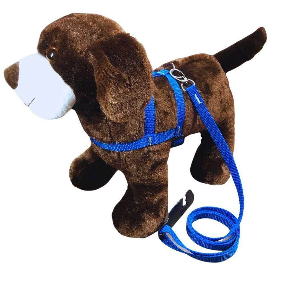 Coleira Peitoral Nylon Azul Nº 3 - Regulável - 31 a 50 cm