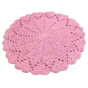 Sousplat de Mesa Feito a Mão em Crochê com Barbante Rosa Claro Numero 6 para Decoração e Proteção