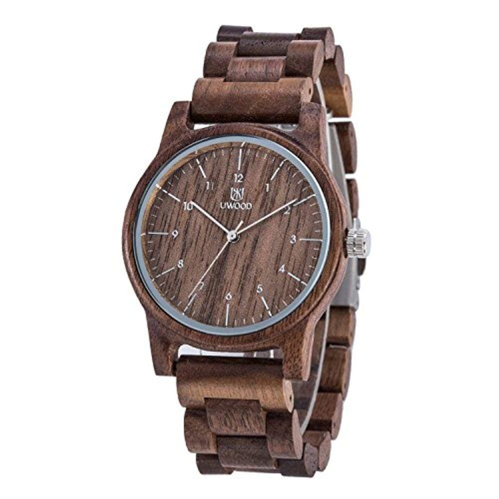 Relógio de madeira feito à mão Uwood 40mm unissex, embalado