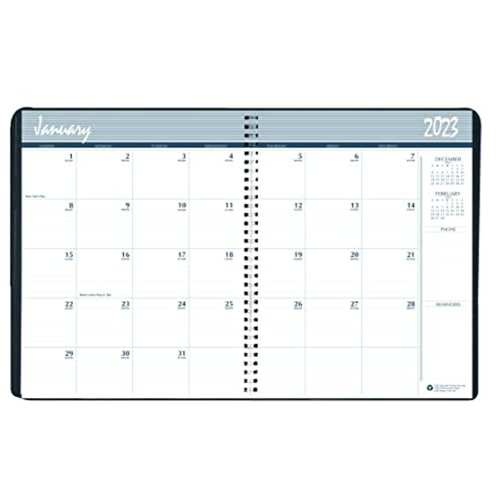 Planejador de calendário 2023-2024, mensal, capa preta, 21,6 x 27,9 cm, janeiro a dezembro
