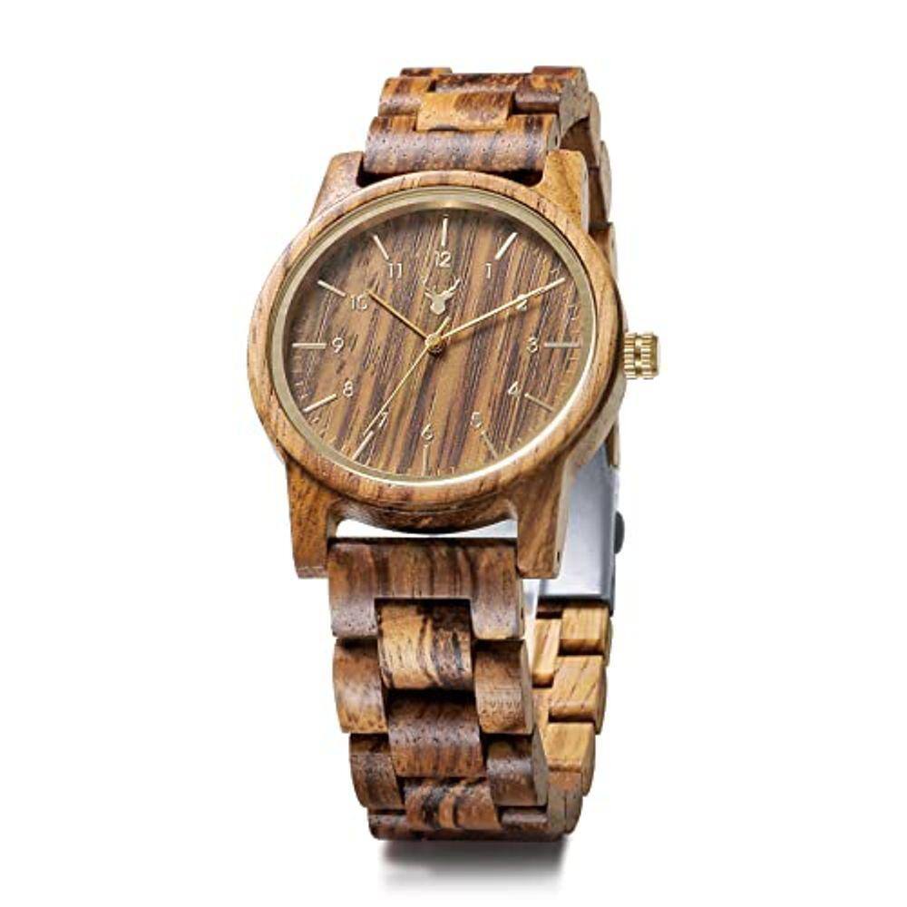 Relógio de madeira de 40 mm da série Uwood, caixa de presente unissex feita à mão