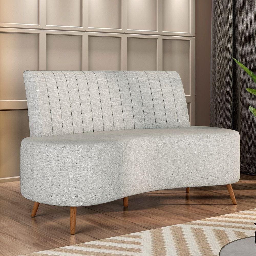 Sofá Living Decorativo 2 Lugares 1,35m Katara Cinza Claro Linho G33 - Gran Belo