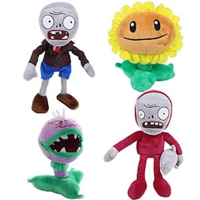 Brinquedos de pelúcia PVZ Plushies 4 peças, 1-2 bonecas de pelúcia Chomper Grey Zombie Dolphin Rider Zombies