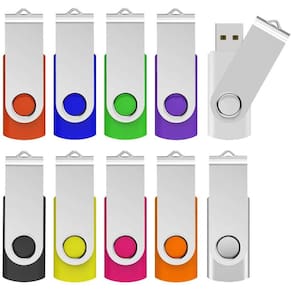 Unidade flash USB de 32 GB, pacote com 10 unidades, design de chaveiro giratório, cores mistas
