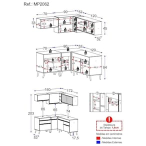 Cozinha Completa De Canto Veneza Gw Mp2062 Com Armário E Balcão Branca