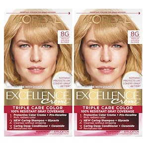 Cor de cabelo L`Oreal, loiro dourado, pacote com 2