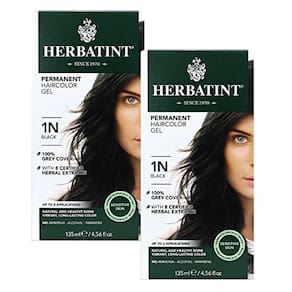Cor de cabelo Herbatint, 1N preta, sem álcool, vegana, 4,56 onças, pacote com 2
