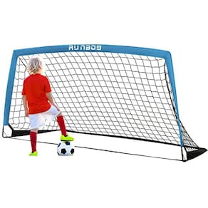 Gol de futebol infantil portátil, 6 x 4 pés, azul acinzentado
