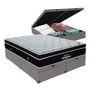 Cama+ Box com Bau Ortobom Colchão Queen com Molas Ensacadas