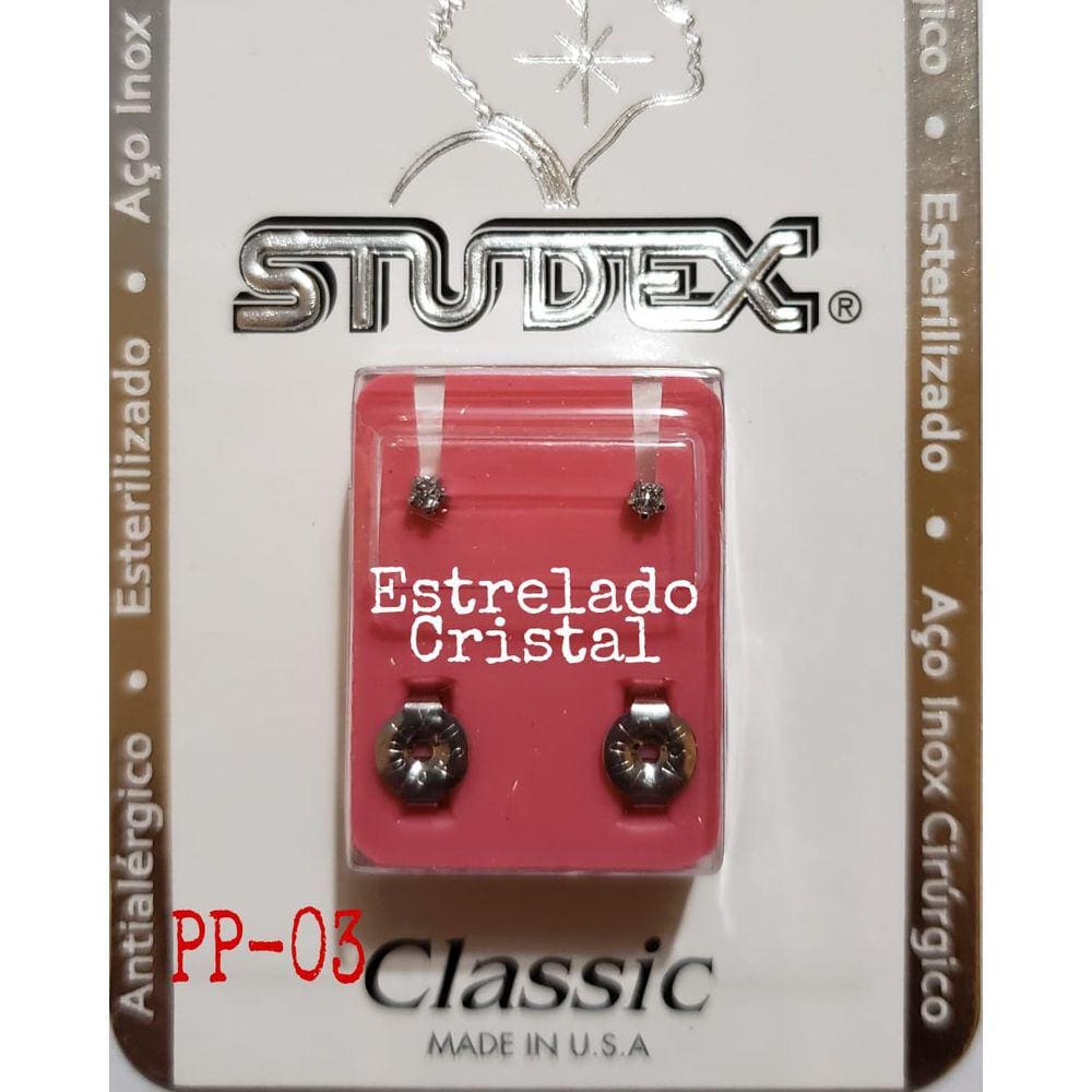 Brinco Studex Classic 2Mm Tiffany Cristal Pequeno Prata