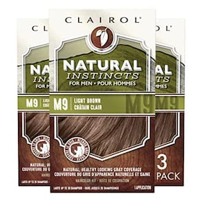 Tintura de cabelo masculina l Instincts, marrom claro, pacote com 3
