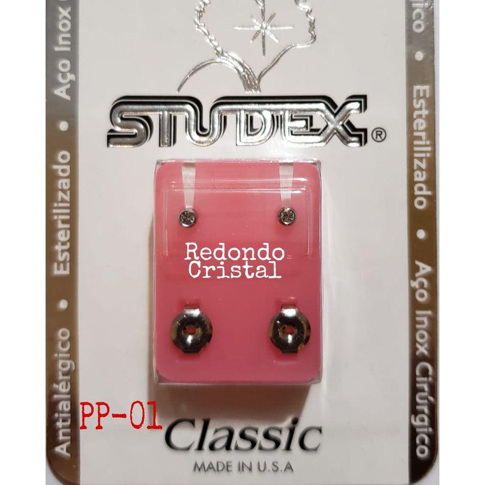 Brinco Studex Classic 2Mm Bezel Cristal Pequeno Dourado