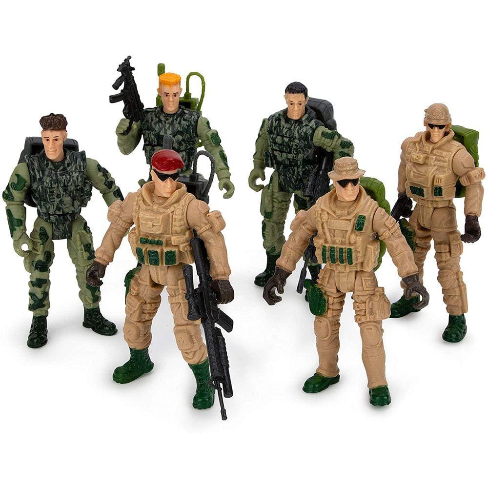 Pacote com 6 conjuntos Soldier Action — Soldados e acessórios da Elite Force — Brinquedos militares para crianças