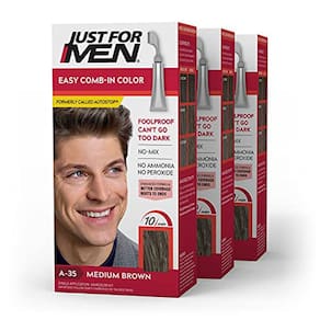Cor de cabelo fácil de pentear, sem mistura — marrom médio, pacote com 3