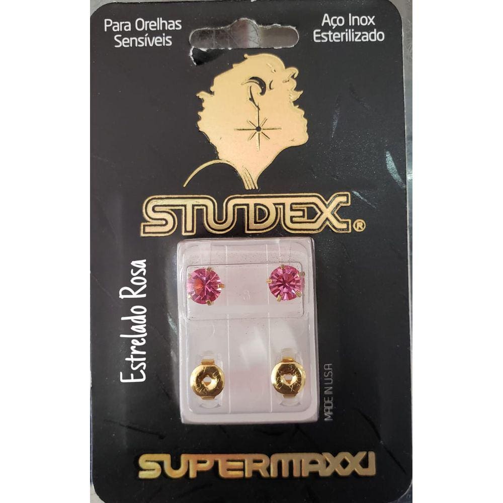 Brinco Studex Supermaxxi Dourado Estrelado Rosa L6110y