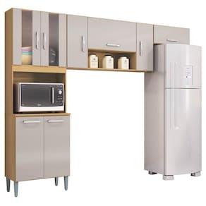 Armário De Cozinha Compacta 244cm 8 Portas Livy P11 Damasco/off White - Mpozenato