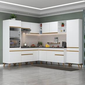 Cozinha Completa De Canto Veneza Gw Mp2047 Com Armário E Balcão Branca